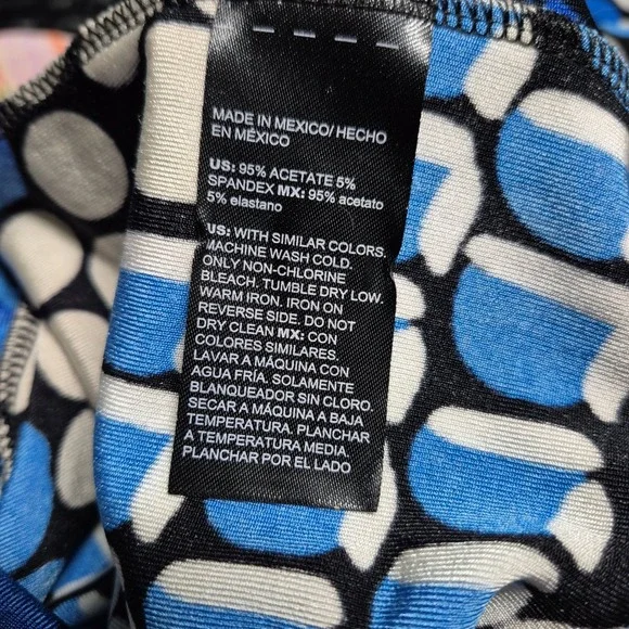 Chicos Womens Sz 3/XL Blue Abstract Geometric Maxi Dress Short Sleeve Scoop Neck - Picture 6 of 7